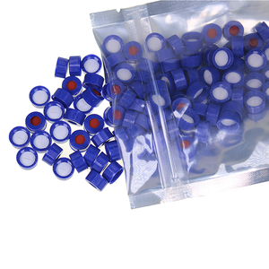 HPLC flakonlar için 9mm mavi vidalı kapak-ön yarık 1mm beyaz PTFE/kırmızı kauçuk Septum, otomatik örnekleyici uyumlu - Product Image 4
