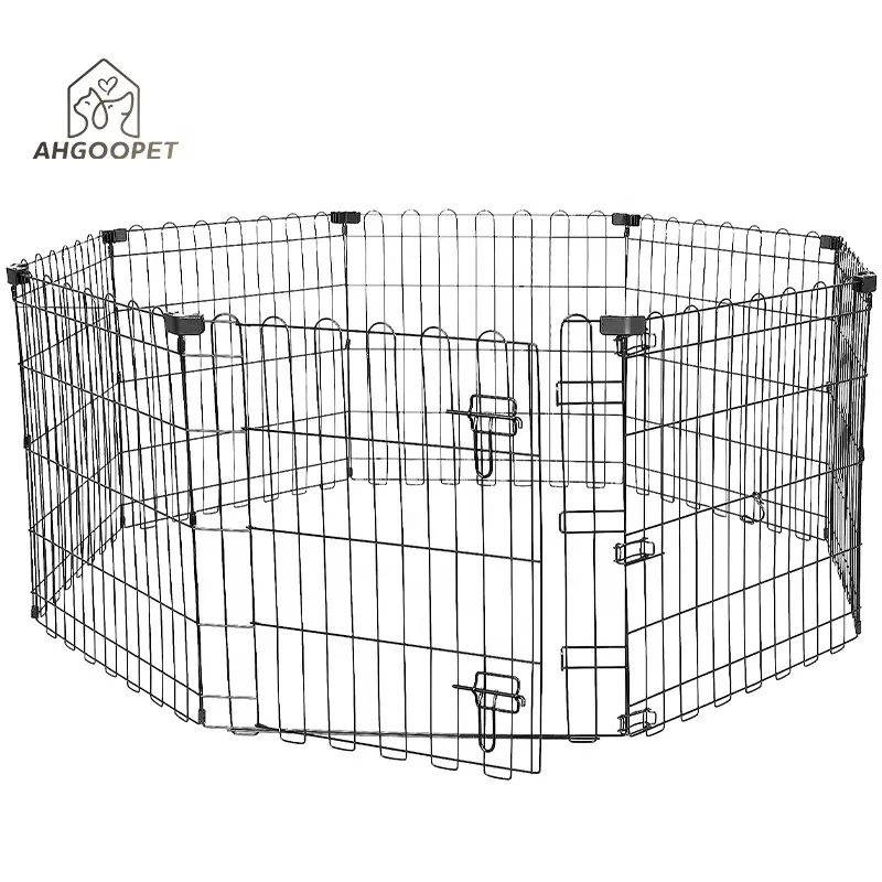 개를위한 접이식 팔각형 금속 단일 문 운동 애완 동물 놀이 펜