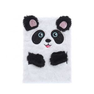 Fabrik preis Kawaii Fluffy Panda <span class=keywords><strong>Notebook</strong></span> A5 Niedlicher Plüsch Hardcover Schul bedarf Tagebuch mit Näh bindung Kinder Cartoon-Stil