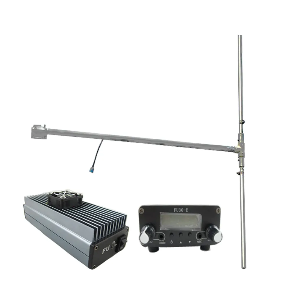 Fmuser transmissor de rádio fm profissional, FU-30A 30w excitador 0.5w amplificador 30w com dp100 antena dipolar para a igreja