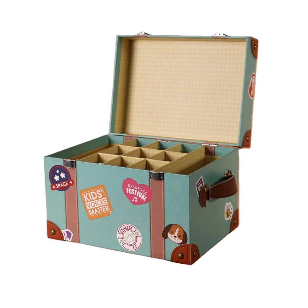 Individuell bedruckte Papier karton Koffer flache faltbare Geschenk box mit Griff