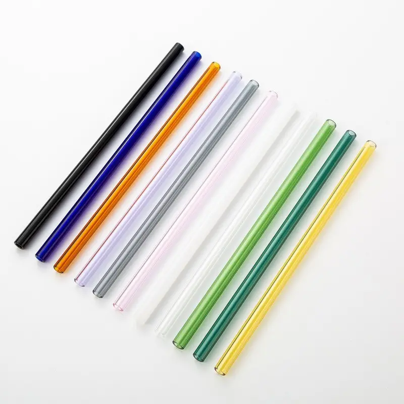 hot selling dishwasher safe reusable borosilicate glass straw bent drinking straw for can glass bubble tea