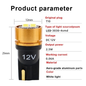ไฟเบรก LED BA9S W5W T10คุณภาพสูงอุปกรณ์เสริมรถยนต์3030 4SMD ไฟท้าย CANbus ถอยหลัง