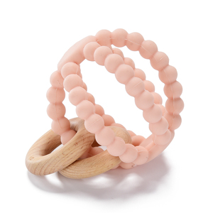 Sinh thái thân thiện với bé <span class=keywords><strong>Teether</strong></span> bằng gỗ Silicone <span class=keywords><strong>Teether</strong></span> vòng vòng - Product Image 3