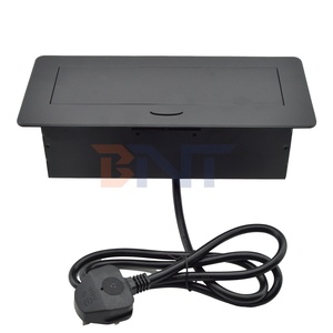 Custom Pop-Up Electric Power Socket with 2 AC Outlets <strong>UK</strong> Plug Flush <strong>Mount</strong> Design for Tabletop Meeting &amp; Conference Tables - Product Image 6