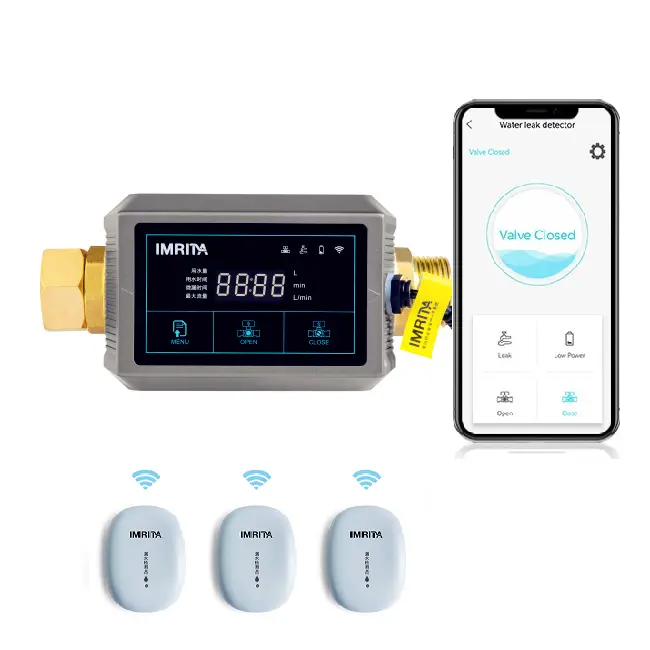 IMRITA WIFI Inteligente Controle Remoto Consumo De Água Monitor Controle De Fluxo De Pressão De Água Vazamento Solenóide Detector Desligar Válvula