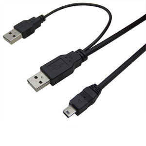 Dual USB 2.0/20ประเภท A ถึง Mini B USB Y รูปร่างความเร็วสูงเข้ากันได้กับฮาร์ดไดรฟ์ภายนอก - Product Image 1