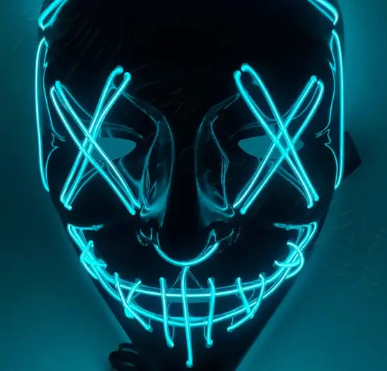 Venta caliente al por mayor decoración de fiesta de Halloween mascarillas divertidas luminosas LED iluminación nocturna máscara facial para adultos