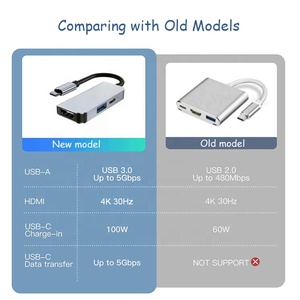 Convertidor de estación de acoplamiento para portátil, divisor 3 en 1, adaptador hub usb c con 4K, HDMI, USB 3,0, todo en uno para ordenador de escritorio - Product Image 4