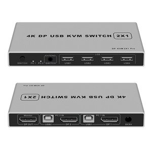 2X1モニタースイッチKVM2ポートKVMスイッチUSBディスプレイポート4K30Hz60Hzスイッチャー (ケーブル付き) - Product Image 2