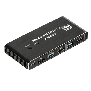 USB3.0 <strong>KVM</strong> <strong>Switch</strong> with Button <strong>Switch</strong> EDID 2 Port HDTV 4K 60Hz Resolution <strong>1</strong> Monitor 2 Computers 4 USB3.0 Ports Camera Projector
