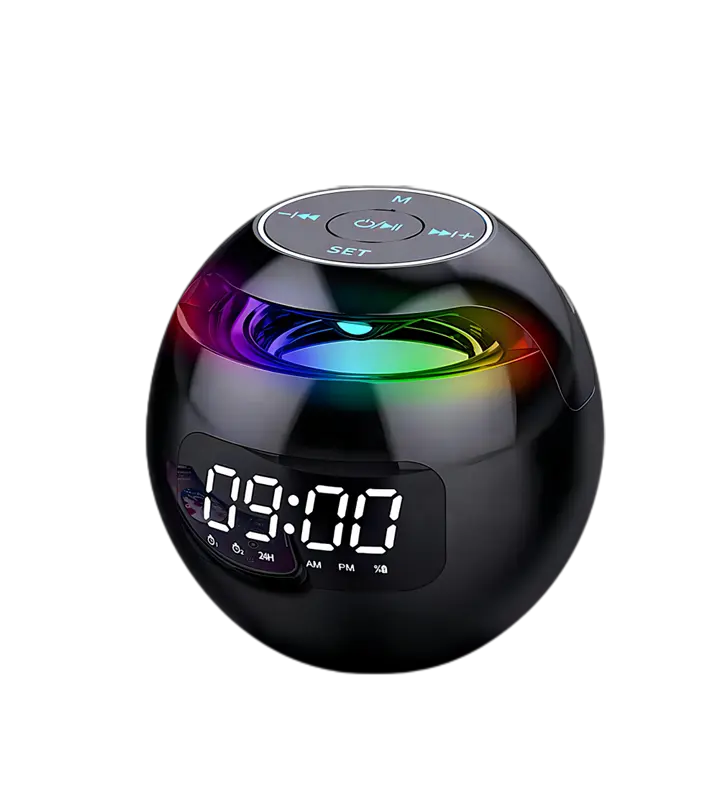 New Design Ball LED Lights Bluetooth Speaker G90Q Built1-in Rechargeable Battery Desk Wireless Alarm Clock Speaker