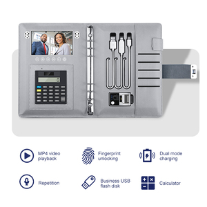 Business Notebook Security Fingerprint Lock Power Bank <strong>A5</strong> Creative LCD Video <strong>Display</strong> Diary Note <strong>Book</strong> with Wireless Charging - Product Image 2