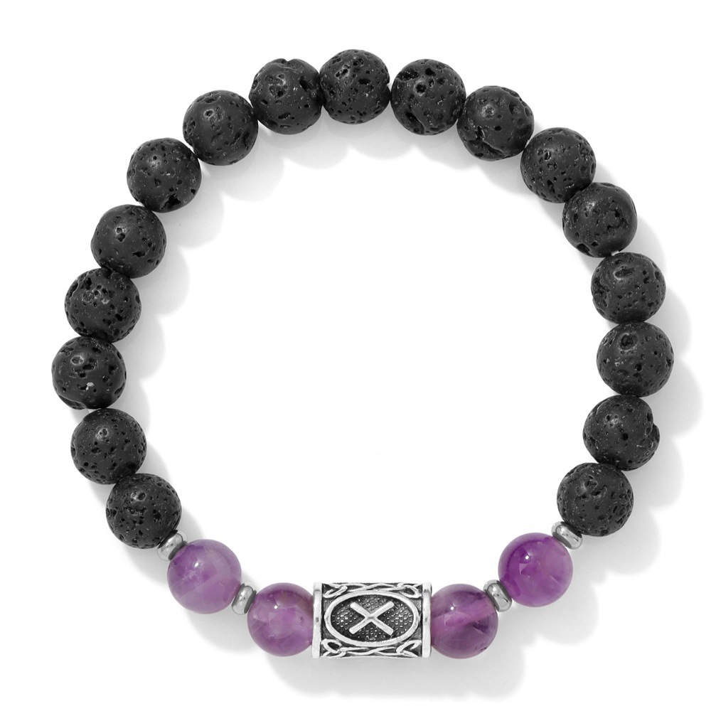 Pulsera vikinga de piedra volcánica amatista natural