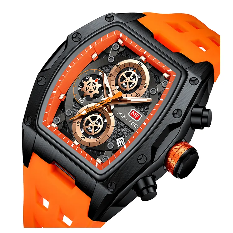 MINI FOCUS 0473G 0473 montres pour hommes montre de sport à quartz de luxe pour hommes étanche avec mains lumineuses montre-bracelet en silicone