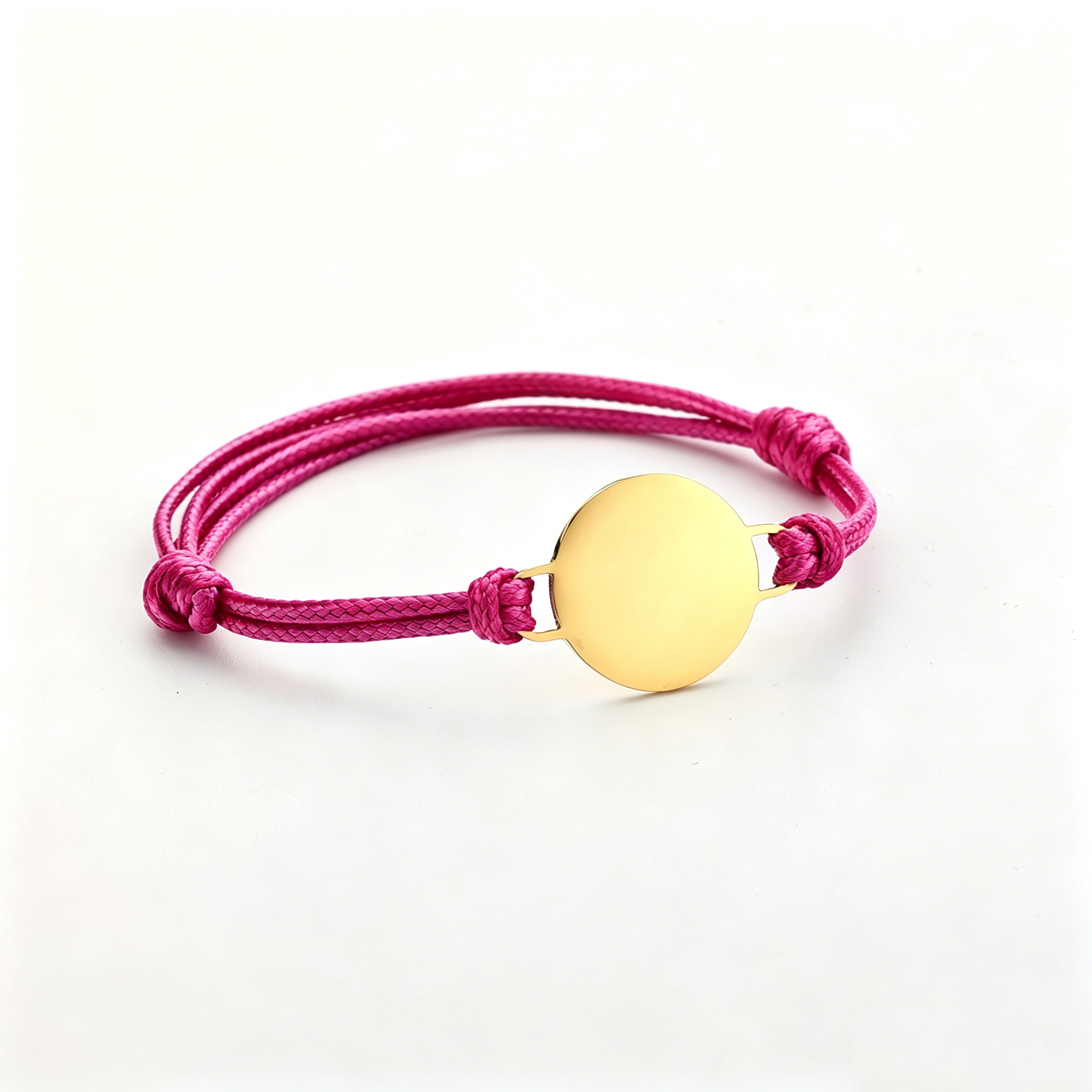 Hot Pink Cord+Gold Charm