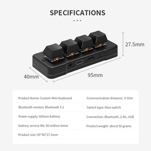 MK424pro Wired 2,4G BT PCsensor Custom USB Teclado de 4 teclas Mini Teclado mecánico Gaming Macro Programación One Key Password - Product Image 3