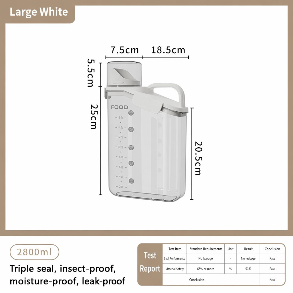 Ivory white 2800ml, insect/moisture-proof, airtight, transparent