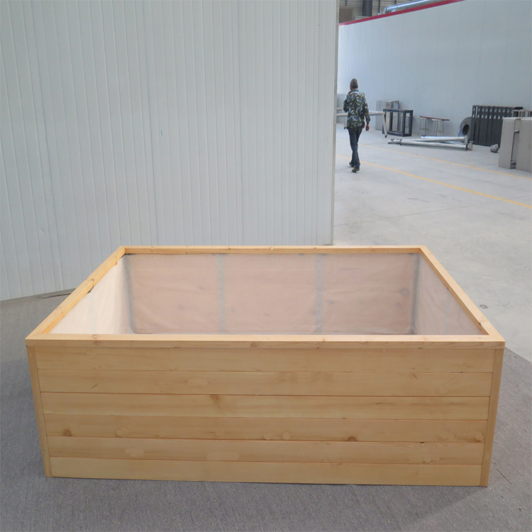 Public Decorative Garden furniture Stainless steel with solid pine wood Large Vegetable Planter pot Customized manufacturer