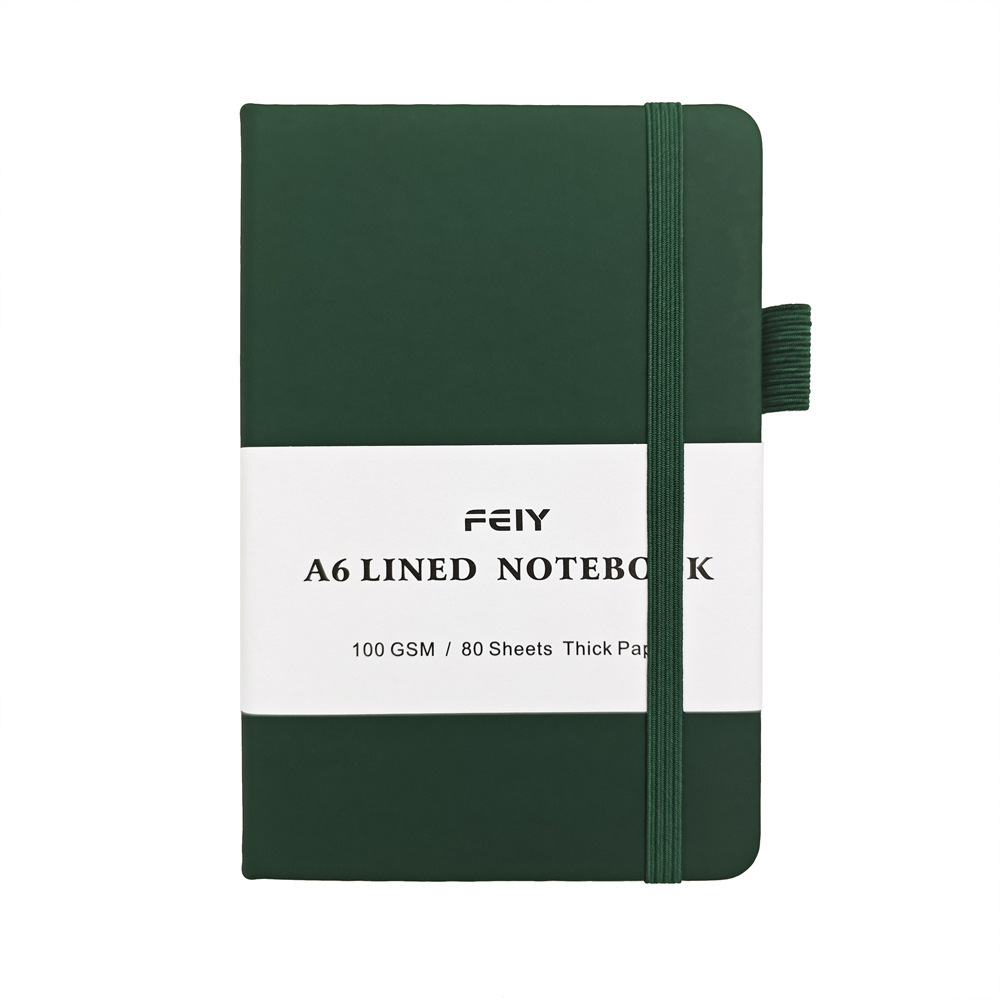 A6 vert foncé 80 pages intérieures à lignes horizontales