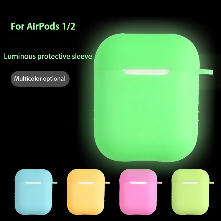 Custom Dunne Stijl Glow In The Dark Draadloze Headset Generatie Aangesloten Silicon 1/2 Oortelefoon Cover Voor Airpods Case Siliconen