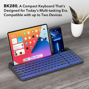 Teclado retroiluminado inalámbrico Bluetooth personalizado para ordenador portátil iPhone Tablet 99 teclas ordenador Retro Punk colorido Led teclado iluminado - Product Image 5