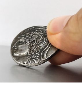 Antik yunan baykuş Athena tanrıça bilgelik koleksiyonu antik gümüş meydan sikke çift 3D kazınmış hatıra Metal paralar özel