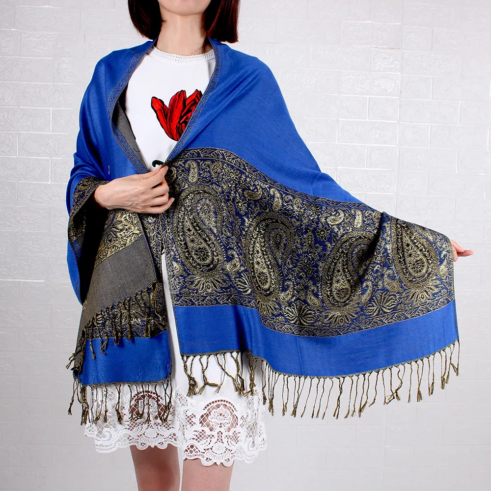 Новый жаккардовый большой женский шарф кешью шаль в этническом стиле длинный шарф из металлической проволоки