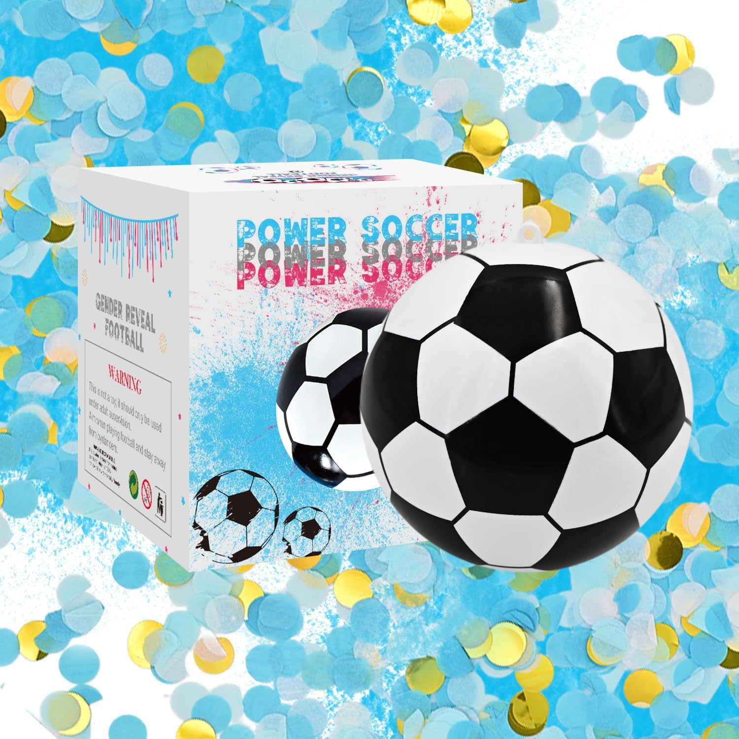 1 ballon de foot à confettis bleus
