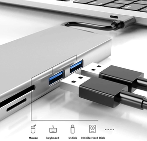 מותאם אישית 8 ב 1 רב תכליתיים usb c hub עם gigabit rj45 hdtv <span class=keywords><strong>vga</strong></span> sd tf קורא כרטיס קורא סוג c usb 3.0 usb USB מתאם pd
