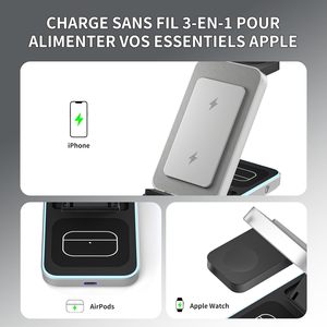 3 in 1 katlanabilir hızlı iPhone şarj cihazı 15 14 13 12 11 Pro Max XR XS 8 artı, birden fazla cihaz için, Apple Watch için, AirPods için - Product Image 2