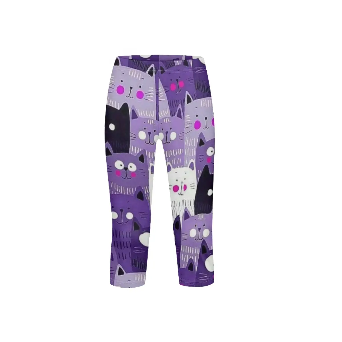 Design personalizzato pantaloncini Push Up traspiranti pantaloni da Yoga simpatico cartone animato modello gatto Leggings Casual all'ingrosso personalizzato per bambini