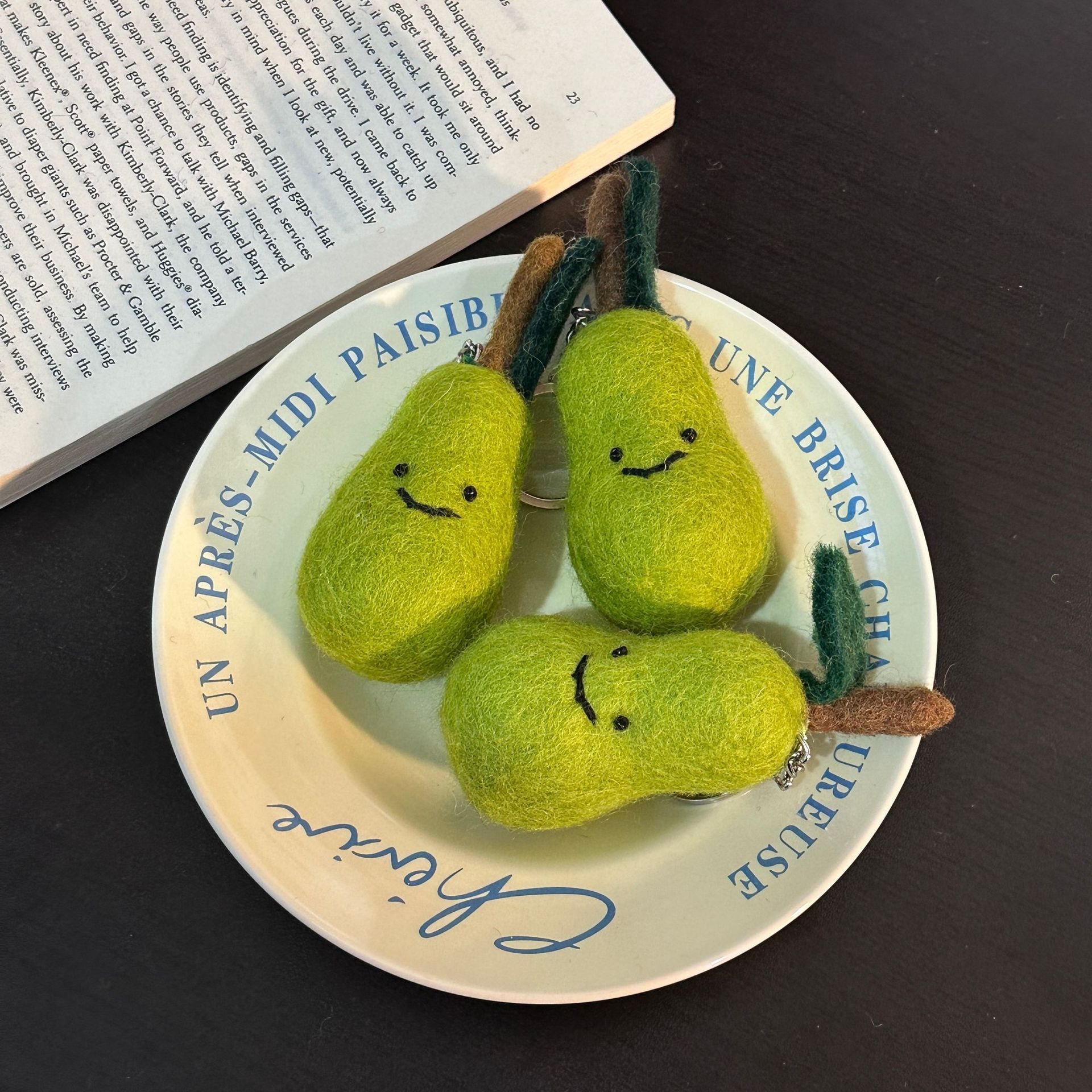 Porte-clés en feutre de laine Fruits *8