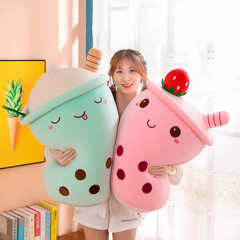 新作かわいい漫画バブルティーぬいぐるみソフトドールユニセックスボバフルーツティーカップ枕クッション子供の誕生日プレゼント