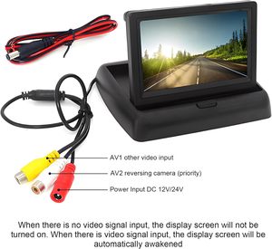 12-24V camión autobús copia de seguridad vista trasera Tft Lcd Color 4,3 pulgadas Monitor de coche dos canales de vídeo RCA pantalla plegable Dash cámara de respaldo