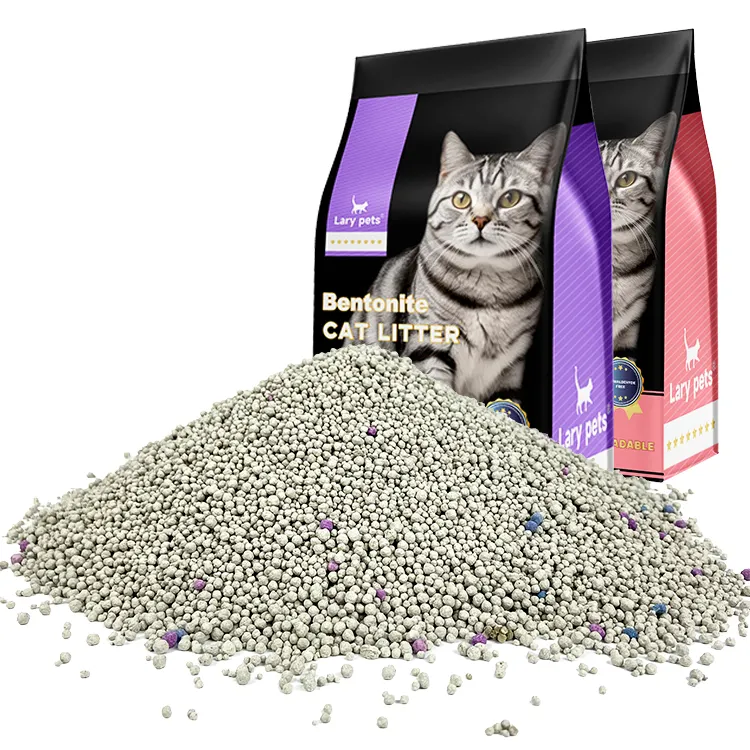 Litière pour chat en bentonite blanche, litière pour chat en vrac, sable agglutinant de sodium, fournitures en gros de litière pour chat en bentonite