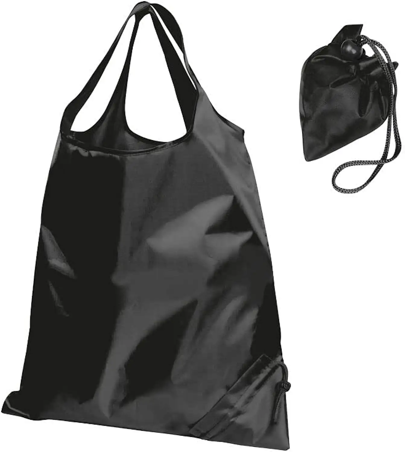 Kunden spezifisches Logo gedruckt Eco wieder verwendbare RPET Black Polyester faltbare Erdbeer-Einkaufstasche mit Kordel zug