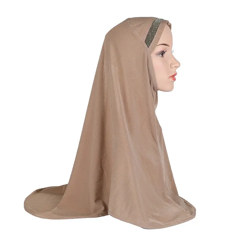 H0257 ragazze musulmane Pull On istantaneo Hijab islamico Headwrap cappelli sciarpa di alta qualità Ramadan Pray Hijab cappello turbante di medie dimensioni