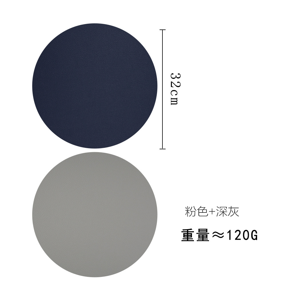 Mantel individual de doble cara azul y gris, 32 cm