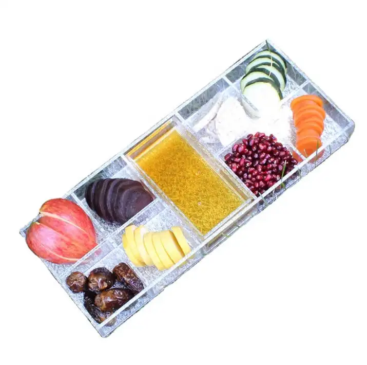 도매 반짝이 과일 정렬 서비스 그릇 트레이 홈 맞춤형 아크릴 조미료 상자
