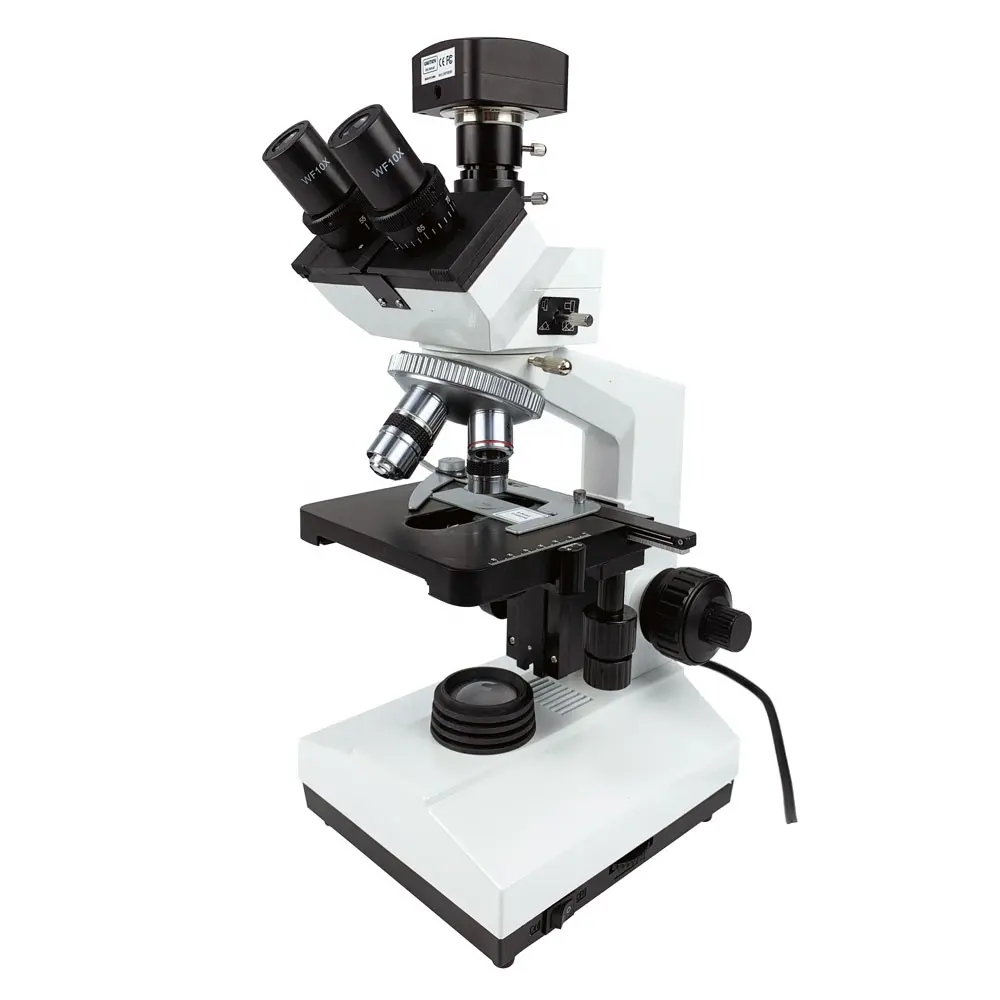 Microscopio de laboratorio biológico con cámara digital, microscopio trinocular con cámara, para uso veterinario, serie NK-107T5M