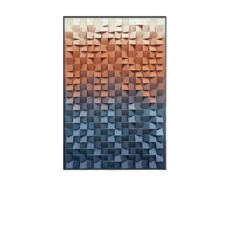 Decoración 3D bloque de madera de pino macizo mosaico de madera maciza hecho a mano con incrustaciones pintura física arte de pared