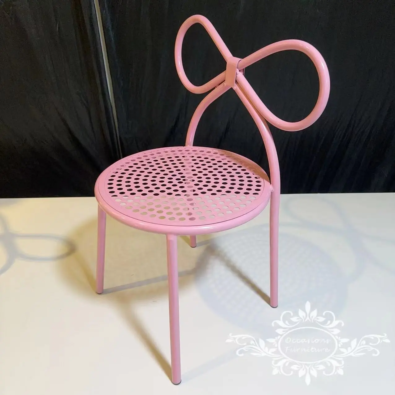 Kid Butterfly Bow Cadeiras Crianças Iron Pink Small Seat Kids Furniture Party Outdoor Events Furniture