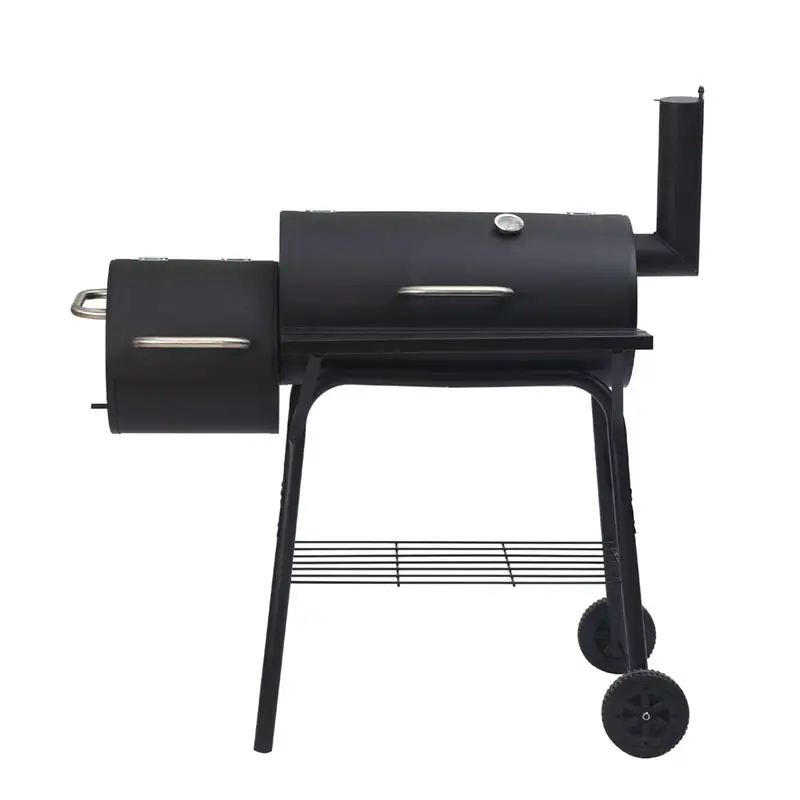 Factory Custom Outdoor Camping BBQ Charcoal Grill Offset Smoker with Cover Separate Stuffy Oven Chimney