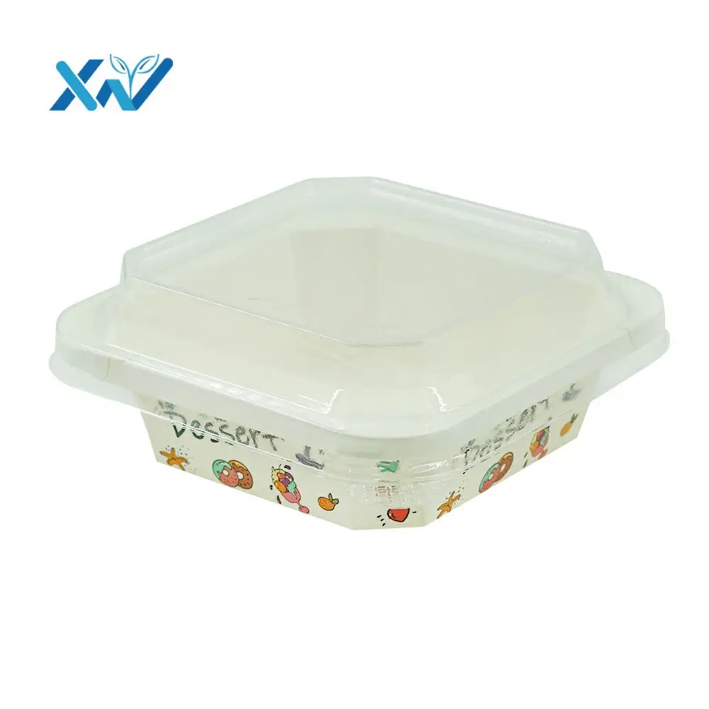 Caixa de papel kraft descartável personalizado tirar papel salada mingau sobremesa papel almoço caixa (personalizado aceitável)
