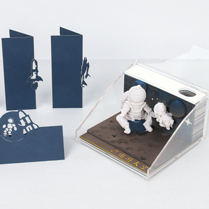 创意礼品宇航员元素模型贴纸纸定制徽章纸工艺装饰迷你3D记事本 - Product Image 6
