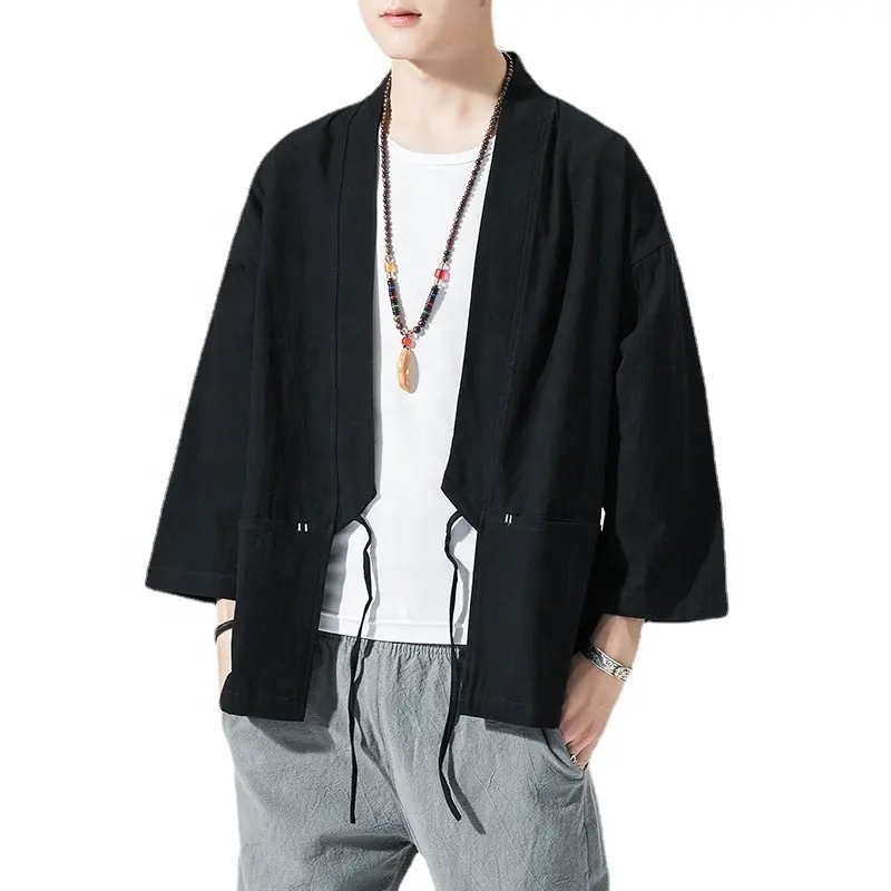 Pakaian Tradisional Jepang Kimono Pria Jaket Kardigan Pria Mantel Yukata