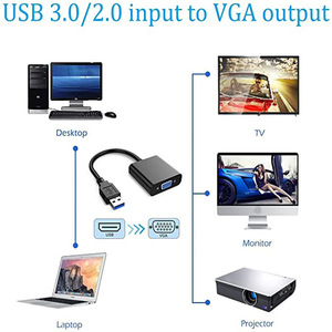 高品質USB3.0 to VGAアダプター1080p解像度ドライバーフリー、コンピューターからプロジェクターケーブル用金属とプラスチック製 - Product Image 2