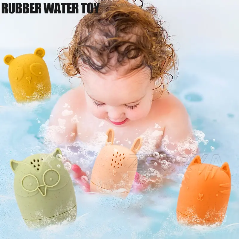 Zhorya Custom Logo Dier Siliconen Bad Speelgoed Set Spray Water Baby Kinderen Water Baby Badspeelgoed Douche Voor Kinderen