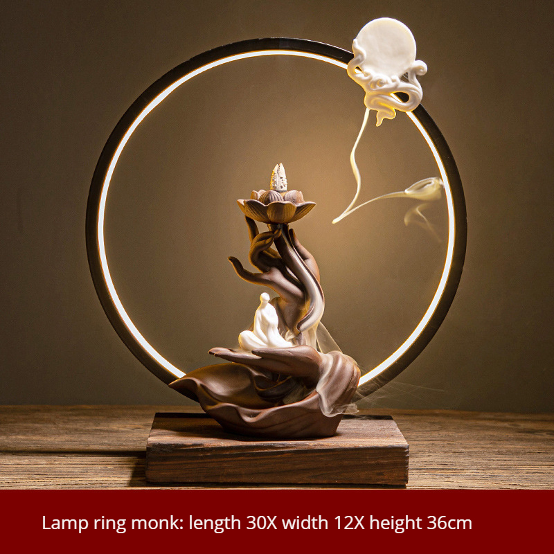 LED Bouddha main Lotus Heart (anneau de lampe moine)